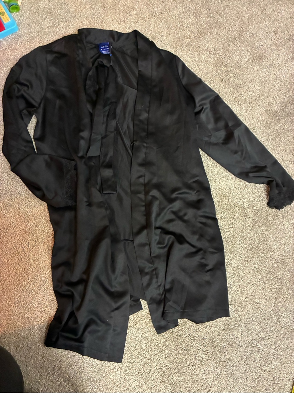 Apt. 9 Black Satin Robe Jacket